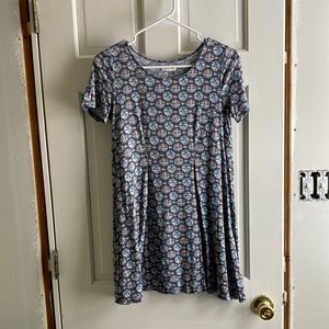 Blue patterned mid thigh dress